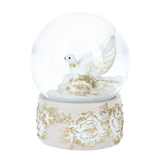 Mini Snow Globe, Cream and Gold Doves
